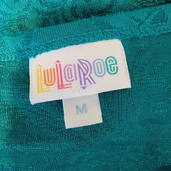 M Stretchy LuLaRoe dress Circle Flare Midi Teal Beach EE - Picture 6 of 7